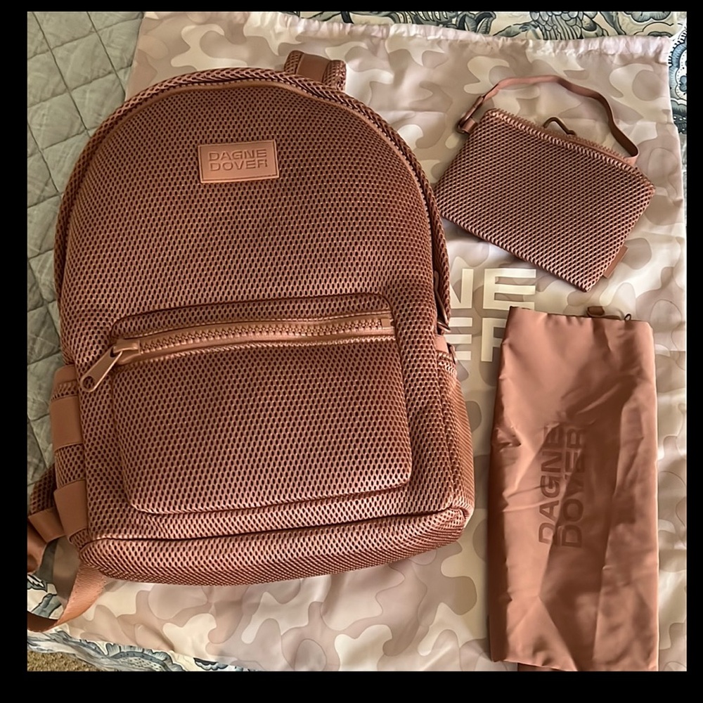 Dagne Dover Dakota Backpack Medium In Warm Dust Air Mesh - LIKE NEW